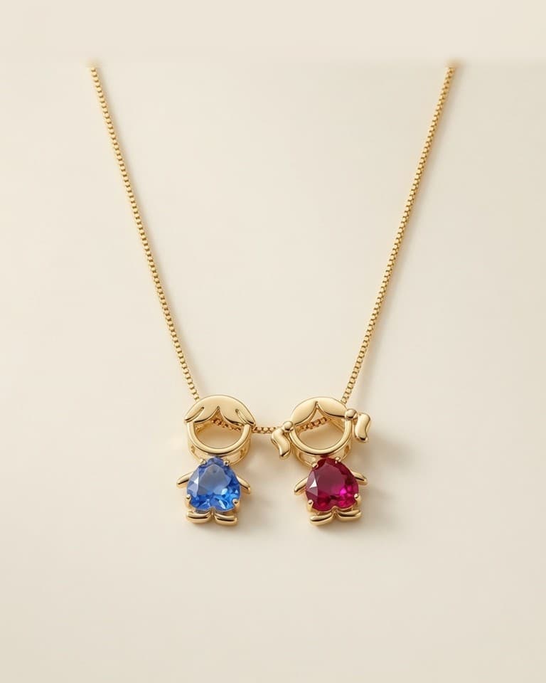 Boy & Girl Necklace in 18k Gold Plated