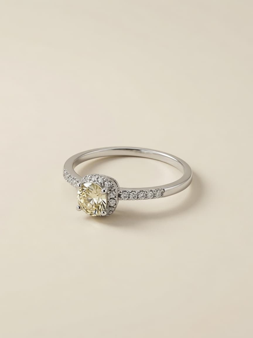 Classic Halo Ring in Rhodium Plated