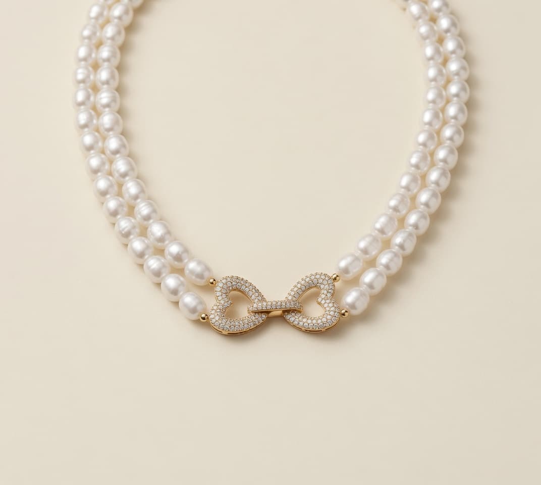 Pearl Heart Necklace in 18k Gold Plated