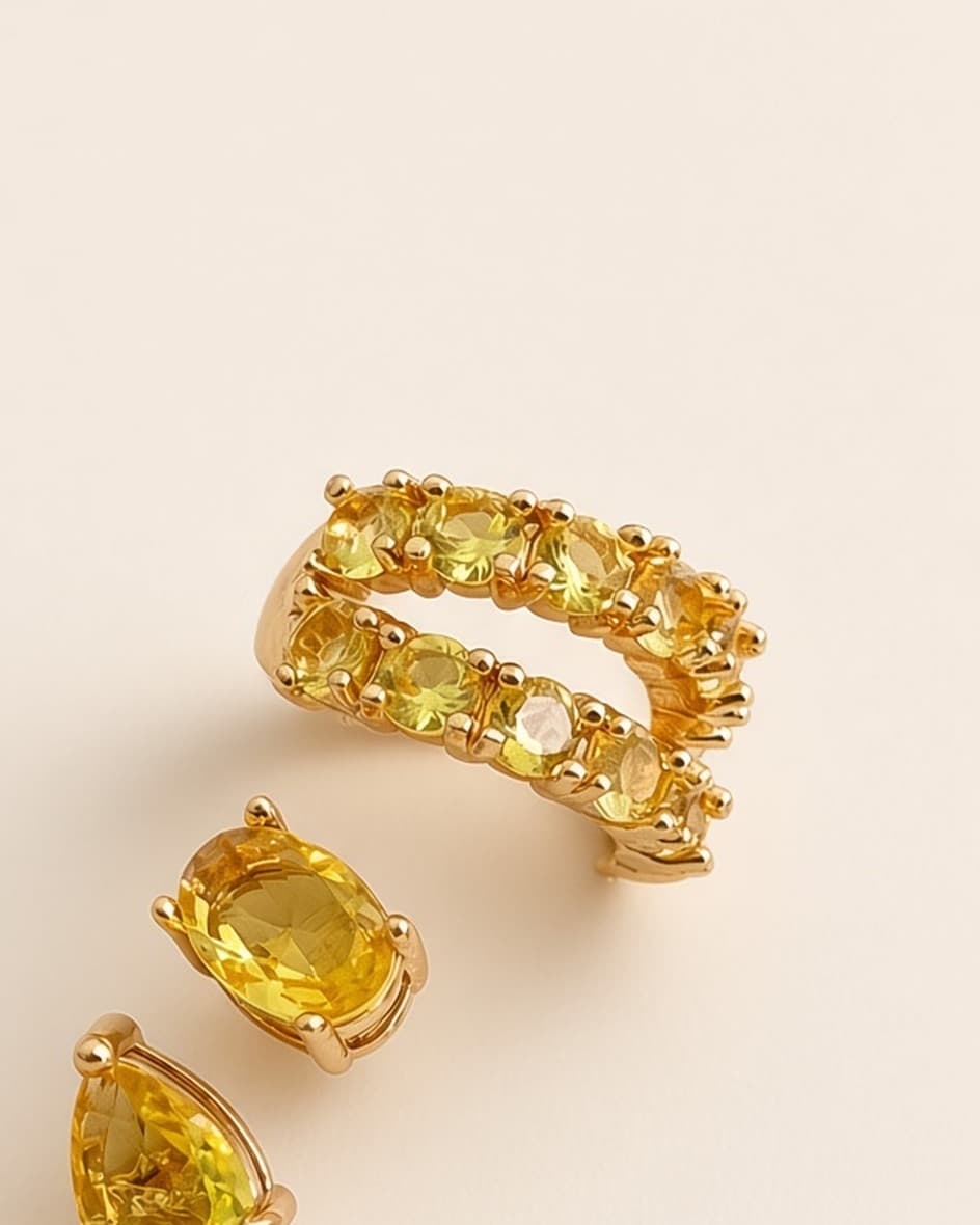 Yellow Zirconia Ear Cuff in 18k Gold Plated
