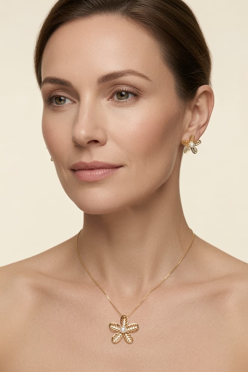 C&S Bijoux jewelry worn in soft light